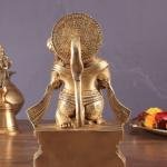 Pure Brass Blessing Hanuman Idol 8" | Enhanced Carvings | 2.5 kg Superfine Craftsmanship | Divine Blessings for Spiritual Space | 6" Width, 4.75" Depth